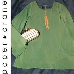 Paper Crane Green Long sleeve Mini Dress